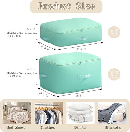 Bxngjuj 3 PCS Ultra Space Saving Self Compression Organizer, 2025 NEW Comforter Storage Bags, Heavy Duty Moving Bags, Washable Compression Bags for Storage Comforter Blanket, Clothes,Closet, Bedding