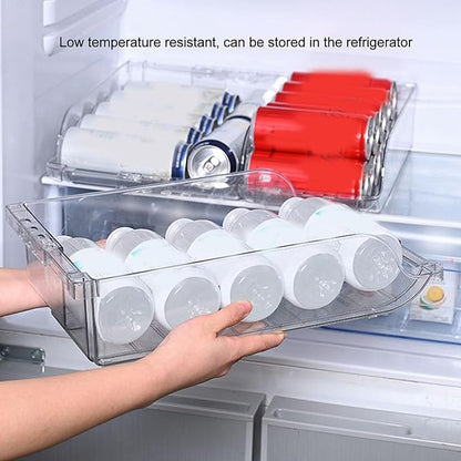 2 Pack Can Drink Dispenser Organizer for Refrigerator, Clear Soda Can Dispenser Drink Holder Expand Organizer for Fridge Pantry Kitchen