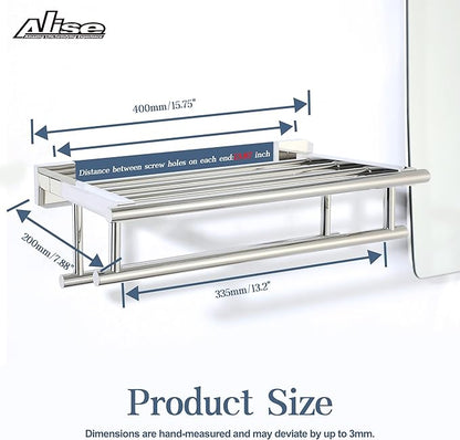 Alise Towel Rack,Towel Hanger Towel Shelf with Double Towel Bars for Bathroom Lavatory,16 Inch SUS 304 Stainless Steel Wall Mount Towel Holder,Polished Chrome
