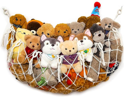 Stuffy Animal Net for Stuffed Animals Storage Hammock Macrame Stuffed Animal Toy Display Plush Toy Holder Wall Hanging Net for Stuffed Animal Display (Cream,49" W)