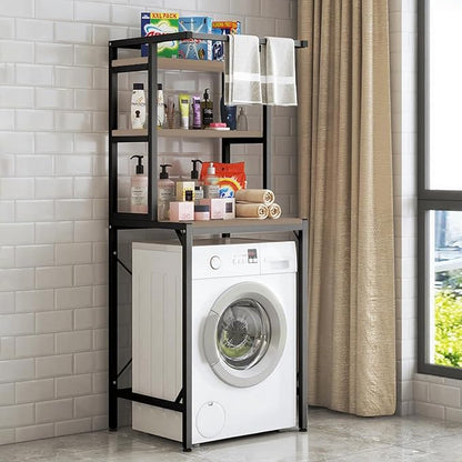 Gdrasuya10 3 Tier Over The Washer and Dryer Storage Shelf, Black Washing Machine Storage Utility Rack Freestanding Laundry Storage Shelf Organizer Space Save for Laundry Room Organization