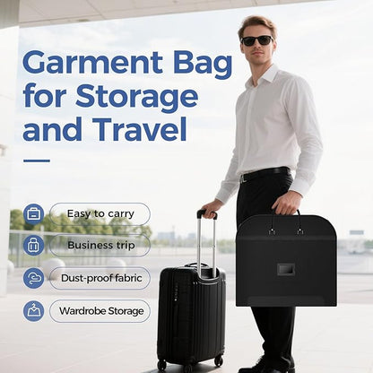 2 Pack 43" Garment Bag for Closet Storage and Travel, Tear-Resistant Waterproof Dustproof, Suit Bag for Hanging Clothes with Zippers and Pocket, Durable 600D Oxford Fabric for Suits, Dresses