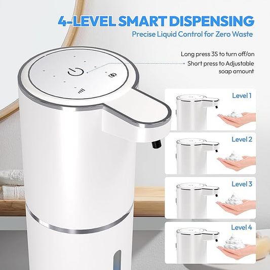 MTYGK Automatic Foaming Soap Dispenser,Touchless Foam Soap Dispenser,12.8oz Rechargeabled Wall Mounted Smart for Bathroom and Kitchen Dish Soap,Easy for Toddlers(White)
