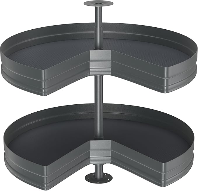 28" Kidney Lazy Susan for Cabinet, 270° Height Adjustable Replacement Shelves for Kitchen Corner Cabinet(Cannot be Door-Mounted)