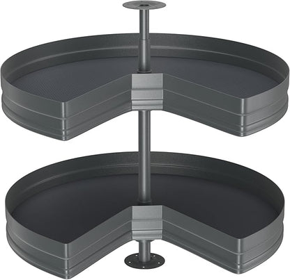 28" Kidney Lazy Susan for Cabinet, 270° Height Adjustable Replacement Shelves for Kitchen Corner Cabinet(Cannot be Door-Mounted)