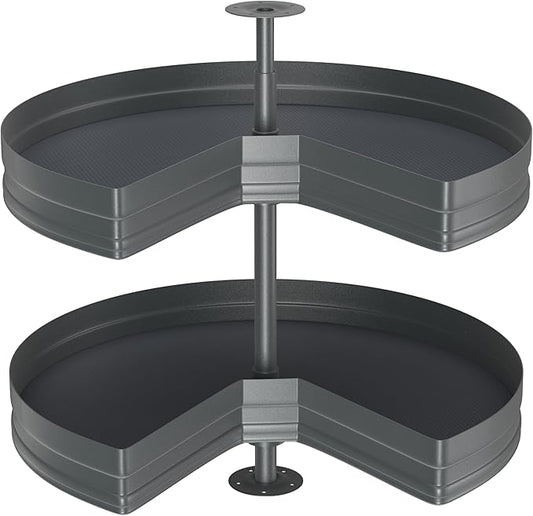 32" Kidney Lazy Susan for Cabinet, 270° Height Adjustable Replacement Shelves for Kitchen Corner Cabinet(Cannot be Door-Mounted)