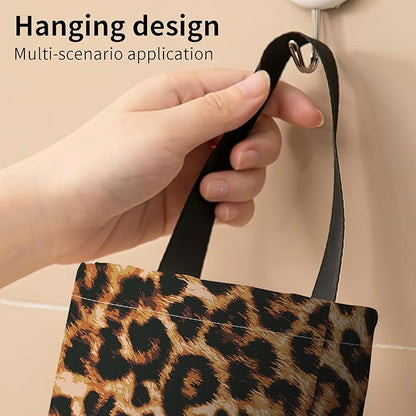 Plastic Bag Holder, Wall Mount Grocery Bag Organizer, Funny Hanging Trash Bag Storage Dispenser for Home Kitchen Luxuious Leopard