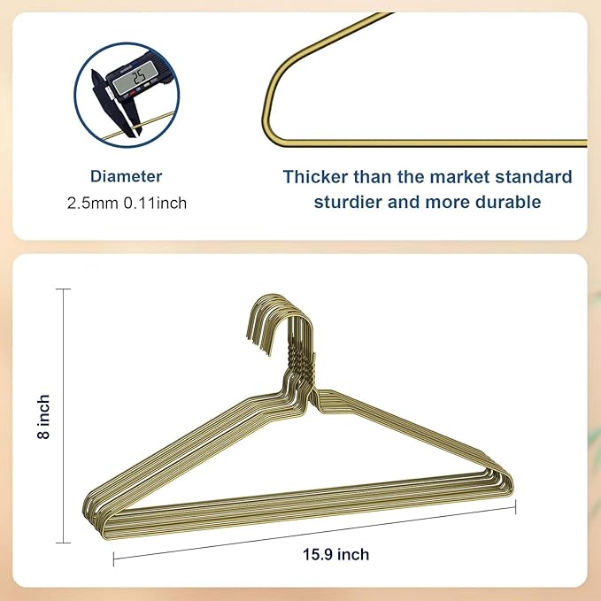 SPECILITE Wire Metal Clothes Hangers Bulk 250 Pack for Standard Size Suits, Coats, Shirts, Pants, Skirts, Space Saving, Non Slip,16 Inch 12 Gauge Ultra Thin, Bronze