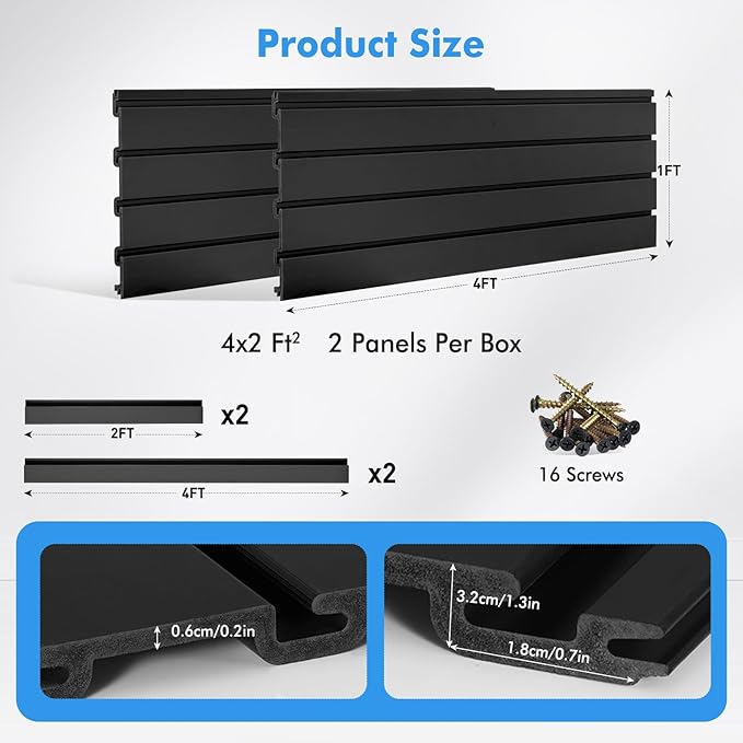 [4x2 Ft²] PVC Slat Wall Paneling, Adjustable Slatwall Panels with Coupling Structure, Slatted Wall Panel System with Customizable Storage Options, DIY Cutting & Easy-to-Install Slatwall Board Shelves
