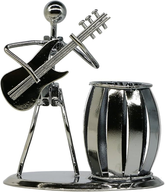 Pen Holder for Desk, Guitar Style Pencil Holder for Men Gifts, Cute Metal Pen Cup for Office Decor Desktop Organizer Desk Accessories