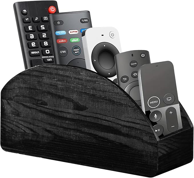 BIBELUN TV Remote Control Holder with 5 Compartments, Bedside Table Remote Caddy, Desktop Storage Box Organizer/Tray to Store Pen, Controllers, Media Player, Cosmetics, Office Supplies, Home Décor