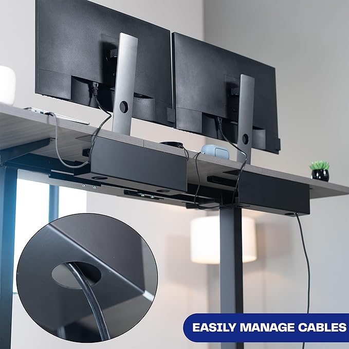 VIVO Under Desk 17 inch Cable Management Trays, Power Strip Holders, Cord Organizers, Wire Tamers for Office and Home, Black, 2 Pack, DESK-AC06-2C