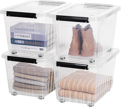 Citylife 54 QT Clear Plastic Storage Bins with Lids Stackable and Nestable Storage Boxes with Lids Large Plastic Storage Containers for Garage, Closet, Kitchen, 4 Packs
