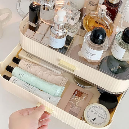 Decorcode Stackable Plastic Organizer Big & Spacious Drawer | Organize Eyeshadow Palettes, Cosmetics, and Beauty Supplies on a Vanity. White