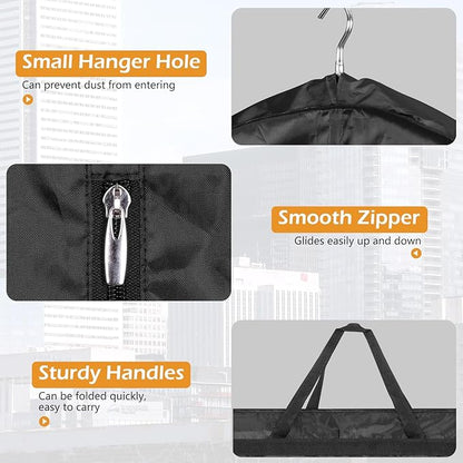 MISSLO 54" Garment Bags for Travel for Women Waterproof Dress Bags for Gowns Long Dress Cover for Gowns, Coats, Suits, Black, 3 Packs