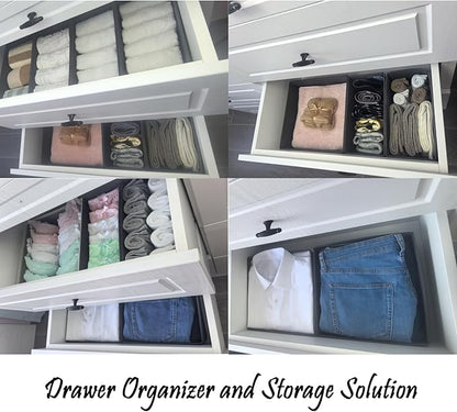 Drawer Organizer Set of 3, Foldable Fabric Storage Boxes 11"x5.5"x4.8", Underwear Socks Dividers for Dresser Closet Wardrobe Bra Panty Leggings, Khaki