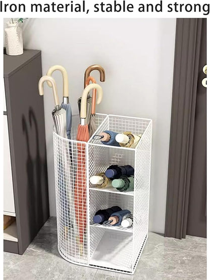 Commercial Metal Umbrella Holder Indoor Large-Capacity Umbrella Storage Shelf Umbrella Basket with Removable Drip Tray for Entryway Metal Entrance Umbrellas Organizer(Black)