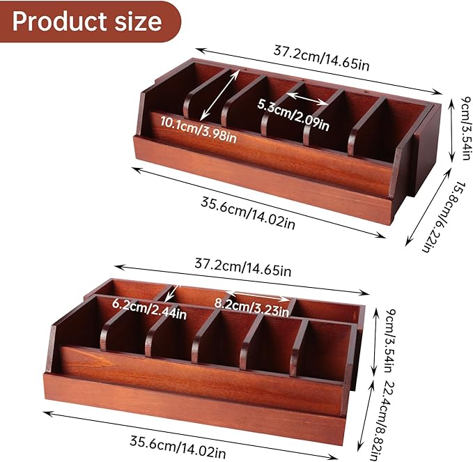 Niciksty Large Adjustable Wood Belt Organizer, 10 Compartments Belt Rack and Tie Storage Holder for Closet and Drawer, Belt Holder Organizer and Displayer, Tie Holder Storage for Men Women, Brown