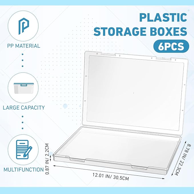Jetec 6 Pieces Mini Plastic Clear Beads Storage Containers Box for Collecting Small Items, Beads, Jewelry, Business Cards, Game Pieces, Crafts (12.0 x 8.8 x 0.9 Inch)