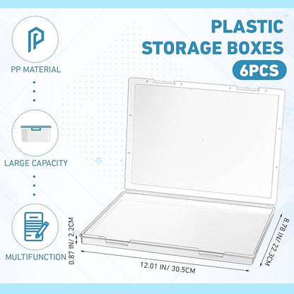 Jetec 6 Pieces Mini Plastic Clear Beads Storage Containers Box for Collecting Small Items, Beads, Jewelry, Business Cards, Game Pieces, Crafts (12.0 x 8.8 x 0.9 Inch)