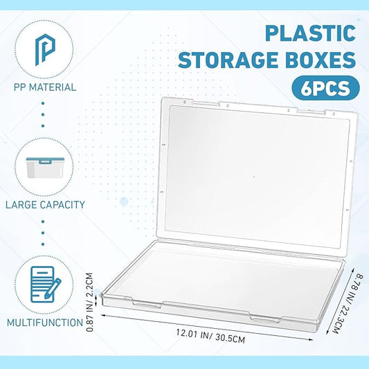 Jetec 6 Pieces Mini Plastic Clear Beads Storage Containers Box for Collecting Small Items, Beads, Jewelry, Business Cards, Game Pieces, Crafts (12.0 x 8.8 x 0.9 Inch)