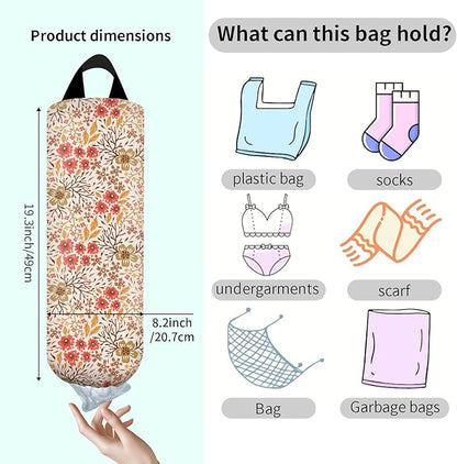 Plastic Bag Holder, Wall Mount Grocery Bag Organizer, Funny Hanging Trash Storage Dispenser for Home Kitchen Cute Yellow Floral