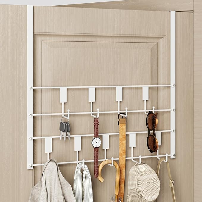 PAPAGIFTREE Over The Door Hooks for Hanging, 9 Hooks Over Door Hanger, Coat Rack and Towel Rack for Hanging, Door Towel Hanger and Hooks for Bathroom Organizer
