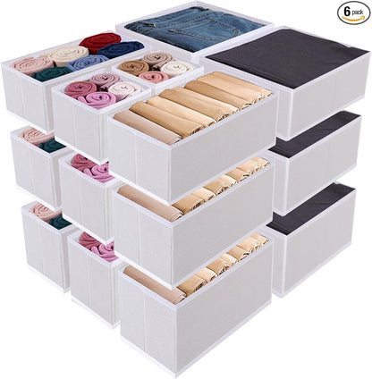 Drawer Organizer Set for Baby Clothes, Nursery Dresser Storage, Closet Dividers for Socks, Underwear, Bra (White, 18 pcs)
