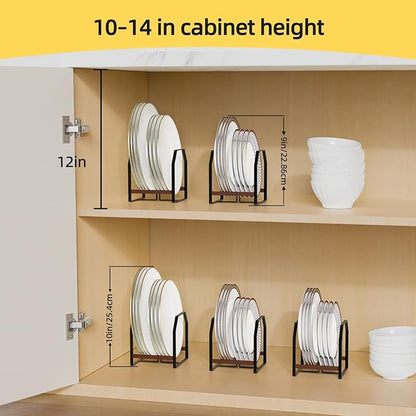 TIPSYTREE 2 Pack Small Kitchen Plate Organizer, Metal Dish Racks for Apartment, Small Family, or Countertop Use – Fits 6"–10" Plates, Black