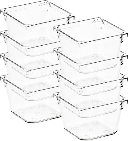 Ravinte Decor 8 Pack Drawer Organizer - 3" X 3" Clear Acrylic Storage Bins with Non-Slip Pads, Versatile Desk Tray for Makeup, Jewelry, Kitchen, Bathroom, and Office Organization