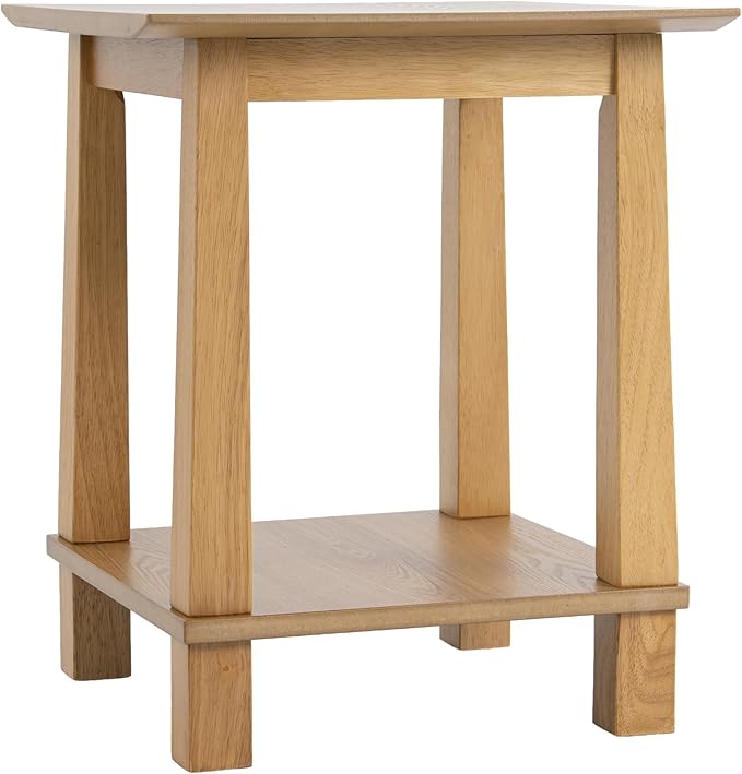 chairus Square End Table, Modern Accent Nightstand with 2-Tier Storage Shelf, Solid Wood Small Side Table for Living Room/Bedroom, Natural