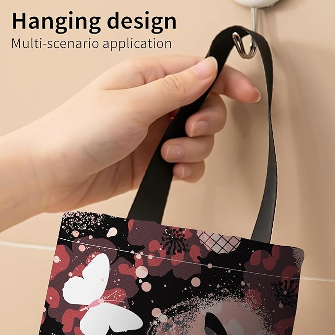 Plastic Bag Holder, Wall Mount Grocery Bag Organizer, Funny Hanging Trash Bag Storage Dispenser for Home Kitchen Luxuious Colorful Butterfly
