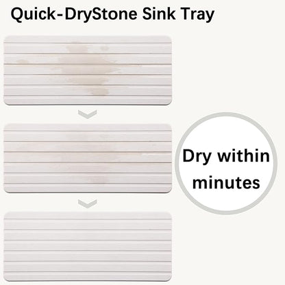 2 PCS Water Absorbent diatomite Coasters, 9.5" x 4" Water Absorbing Stone Tray for Sink, Stone Drying mat for Kitchen Counter, Stone soap Tray Used for Hand Soaps & toiletries & Plants