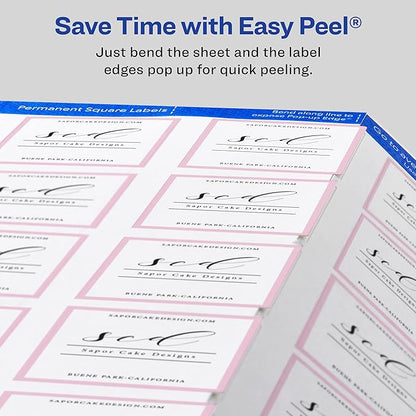 Avery Printable Square Labels, 2" x 2", Matte White, Laser & Inkjet Compatible, 300 Blank Labels per Pack, Great for High-Volume Branding, Packaging, Events, and More (5-Pack of 22806)