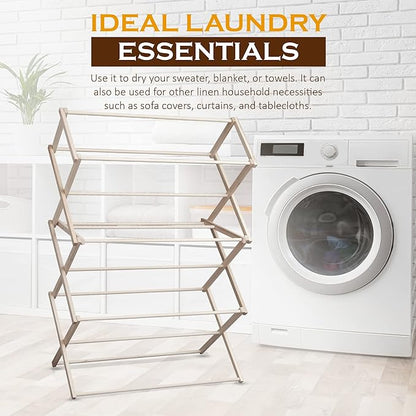 Peaceful Classics Wooden Laundry Rack - Amish Handmade Wooden Clothes Drying Rack - Foldable Drying Rack for Towel, Blanket, Linen Household Essentials - for Indoor Or Outdoor Use (38" x 30" x 13")