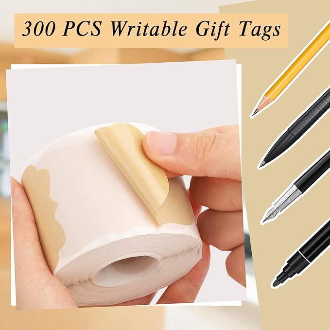 300 Pcs Gift Tags Stickers Name Labels Stickers, 2×3 Inch Self-Adhesive Handmade Bottle Jar Labels for Presents Decoration Jars Craft