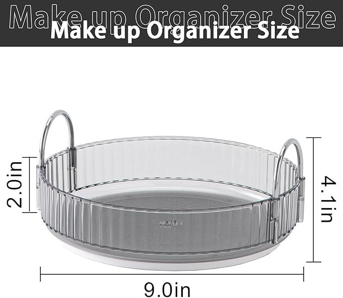 shuang qing Rotating Makeup Organizer for Vanity, High-Capacity Skincare Clear Make Up Storage Perfume Organizers Cosmetic Dresser Organizer Countertop 360 Spinning (Gray, 1 Tier)