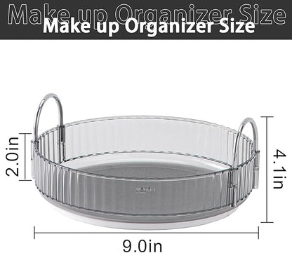 shuang qing Rotating Makeup Organizer for Vanity, High-Capacity Skincare Clear Make Up Storage Perfume Organizers Cosmetic Dresser Organizer Countertop 360 Spinning (Gray, 1 Tier)