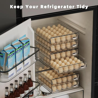 HIYOHIYO Clear 40 Egg Holder for Fridge, High Capacity Egg Storage for Refrigerator, Large Egg Container for Refrigerator, Stackable Eggs Storage Trays for Countertop (2 Layer, 9.8"x 8.5"x 5.5")