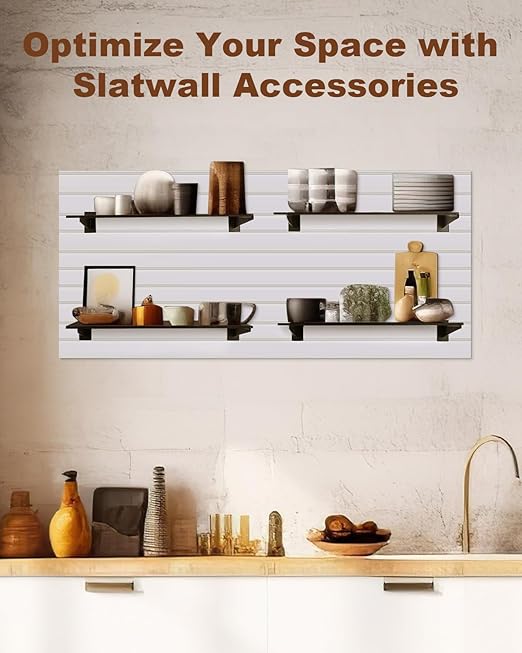 MUZIK 36pcs 12 Inch Slatwall Shelf, Heavy Duty Slat Wall Shelf Brackets with Lip Floating Slatwall Accessories for Garage Slat Panels Shelving Display (Black)