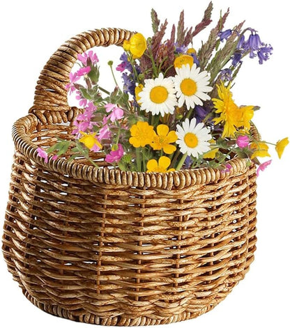 Decorative Woven Storage Basket for Garlic Ginger Eggs Wall-mounted Container Kitchen Organizer for Natural Home Decor
