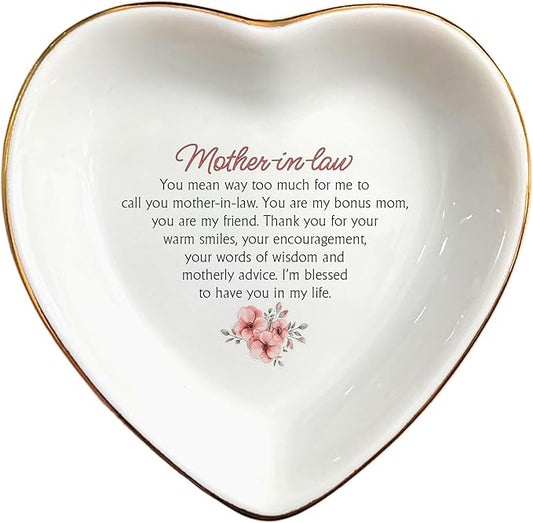 Clover89 Mother-in-law Ring Dish Gifts-Ring Jewelry Trinket Tray For Her-Ring Holder Dish For Mom,Mother of the Groom, Bonus Mom-Wedding,Birthday,Christmas,Mother's Day,Thanksgiving Gifts for Women