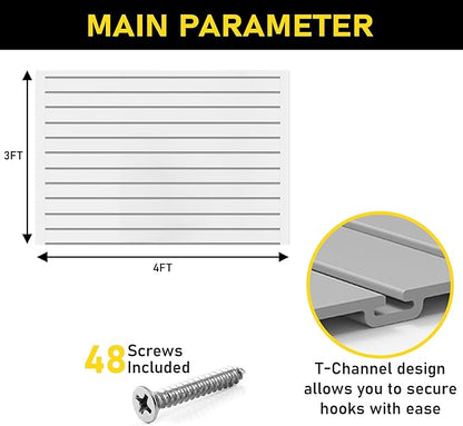 Heavy Duty 3x4 PVC Garage Slatwall Storage System (with Endcaps & Screws) - Modular Slat Wall Paneling for Garage Wall Organizer - Interlocking Slatwall Panels for Home & Commercial Use (Grey)