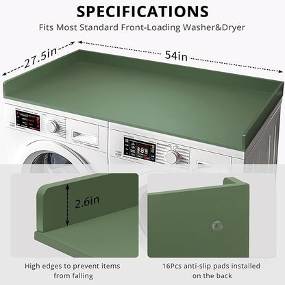 Washer Dryer Countertop, 27.5" x 54" Bamboo Washer and Dryer Countertop for Laundry Room Organization (Forest Green)