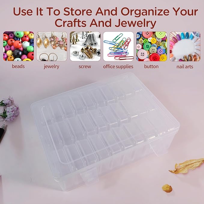 30Pack Bead Organizer Box With Hinged Lid - Clear Bead Storage Containers for Organizing DIY Jewelry Craft and Bracelet Making - Mini Plastic Bead Box (30Pack 2.15 X 2.15 X 0.8inch)