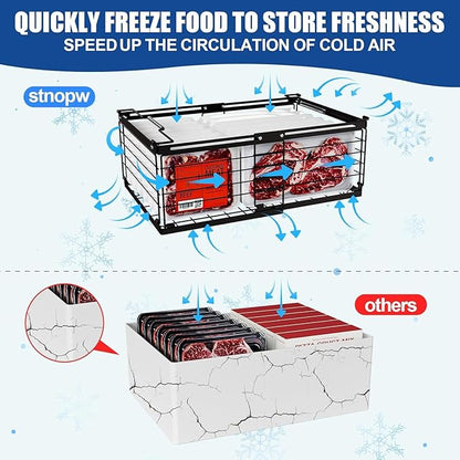 Stnopw 3PCS Freezer Organizer Bins,Stackable Chest Freezer Organizer for 7 Cu.FT Deep Freezer Sort Frozen Food, Easily Get Food from the Bottom with Side Handles Add Storage Space