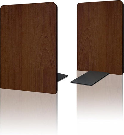 Walnut Wood Book Ends for Shelves - Hand Polished Edges, Non-Skid Bookends for Heavy Duty Book Holders Office Desk Shelves Decorative Book Organizer, 6.69"H x 4.72"W x 3.94"L (1 Pairs)