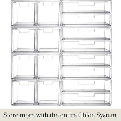 STORi Chloe Space-Saving Clear Drawer Organizer (4 Wide Drawers) Sort Office, Kitchen, Beauty Supplies, Makeup, Pens, Jewelry, Stationary, Made in USA