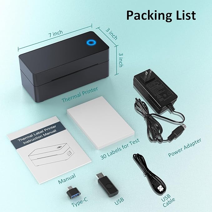 Shipping Label Printer, 4x6 Bluetooth Thermal Label Printer for Shipping Packages Small Business Mailing, Support iOS, Android, Mac, Windows, Chrome, Used for UPS, USPS, Ebay, Etsy, Amazon, Navy Blue