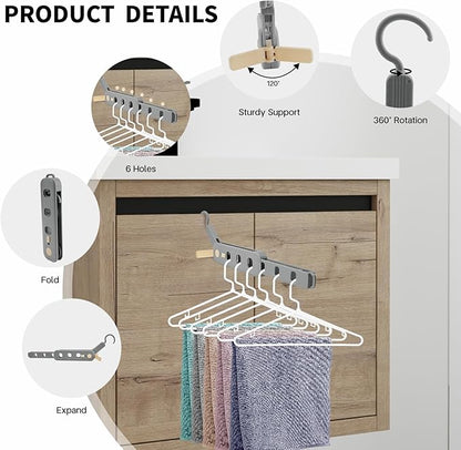 Coopache Folding Clothes Drying Rack Portable for Travel, Space Saving Hangers Plastic for Closet (Grey 2 Pack)